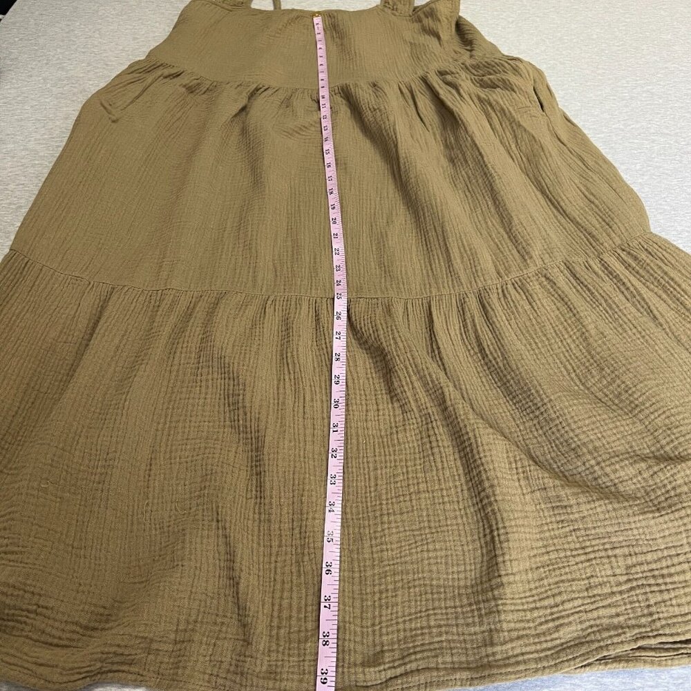 Grade & Gather Dress Womens Large Green Gauze Tiered Boho Beach Midi Sundress - Picture 10 of 13